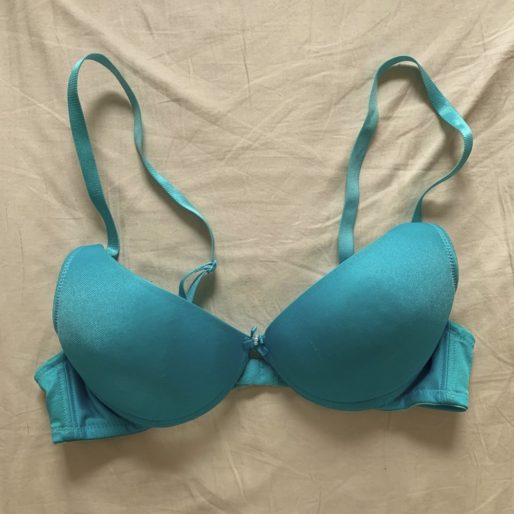 teal underwire pushup bra 34A